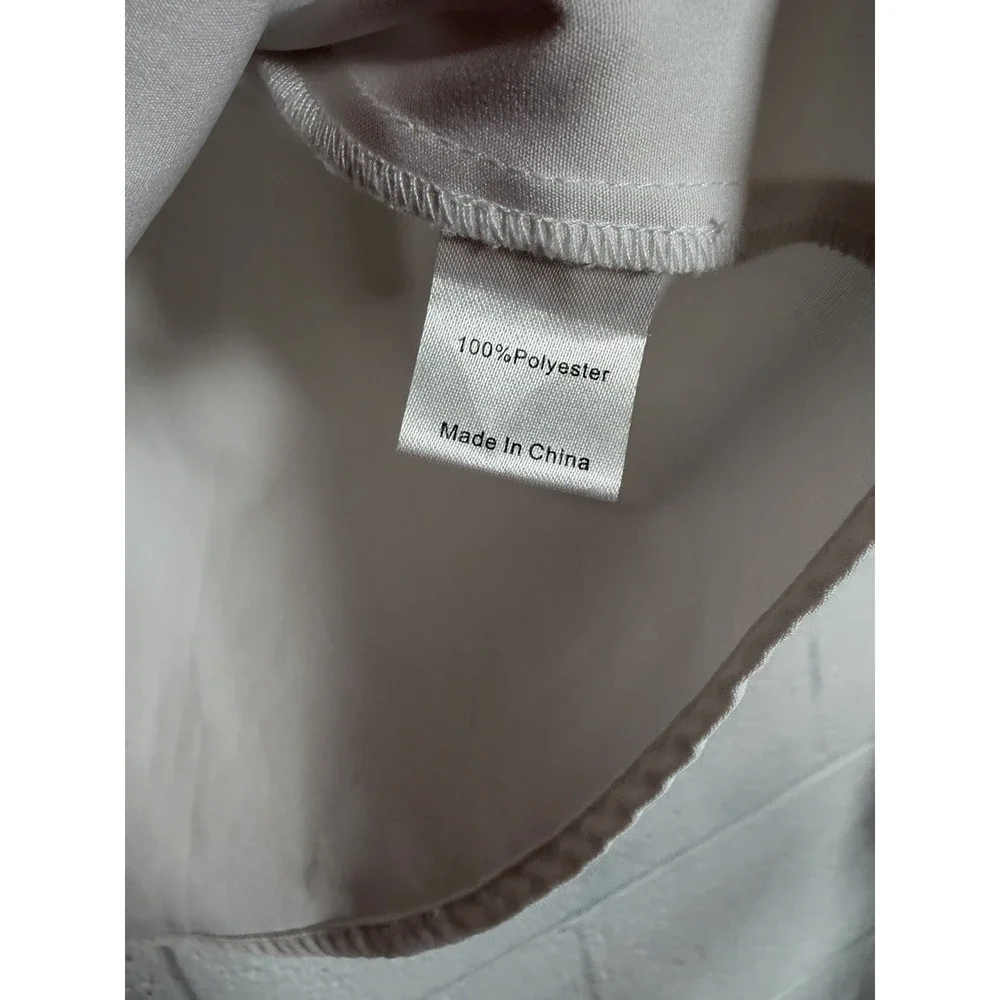 Tuckernuck White V Neck Puff Shoulder Blouse Women's Medium Career Quiet Luxury